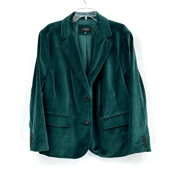 TALBOTS jacket blazer emerald green plus 22W velvet velour party preppy woman - Picture 2 of 8